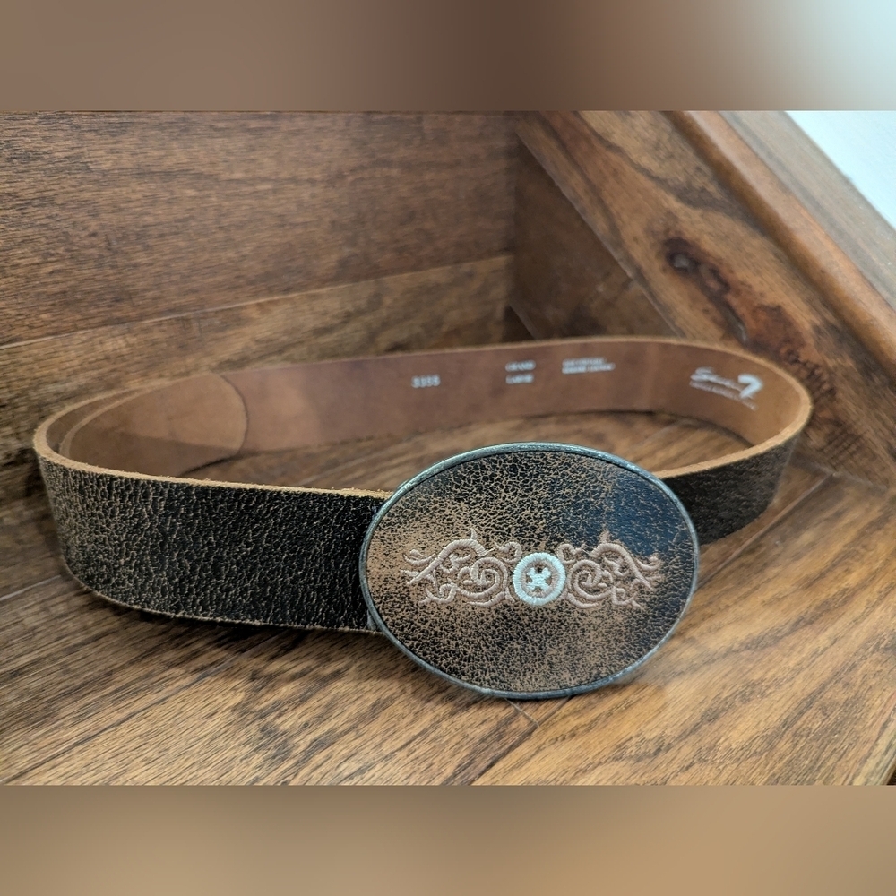Vintage Leather Belt Made In Canada Size large New! Y2K Grunge Seven7